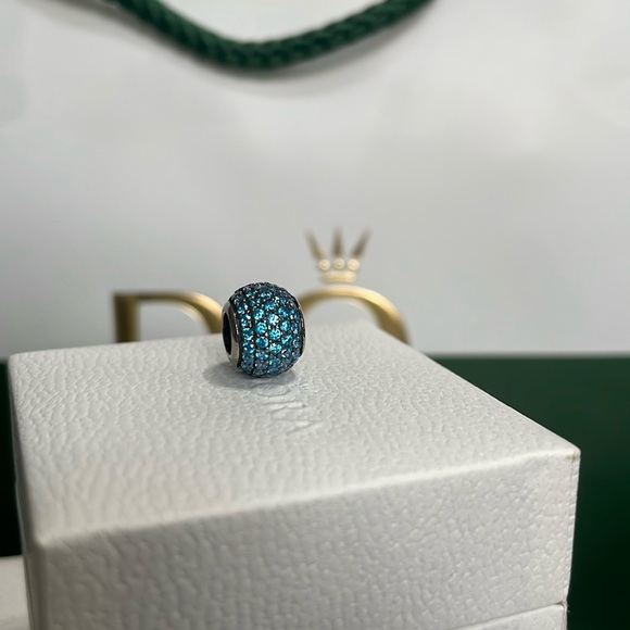 Authentic Pandora Teal Pavé CZ Charm - Picture 2 of 4